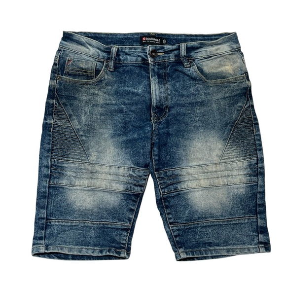 Southpole Y2K Men's 30 Slim Denim Jean Shorts Stretch Distressed Light Wash - Picture 1 of 8